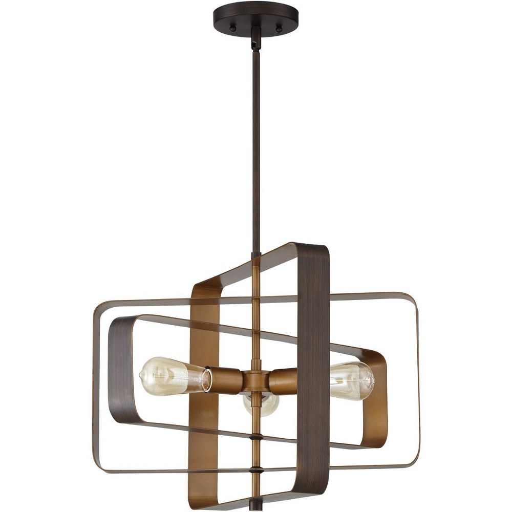 Craftmade Lighting-48593-ABZ-Linked - Three Light Pendant with Rod - 22 inches wide by 14.5 inches high   Aged Bronze Brushed Finish