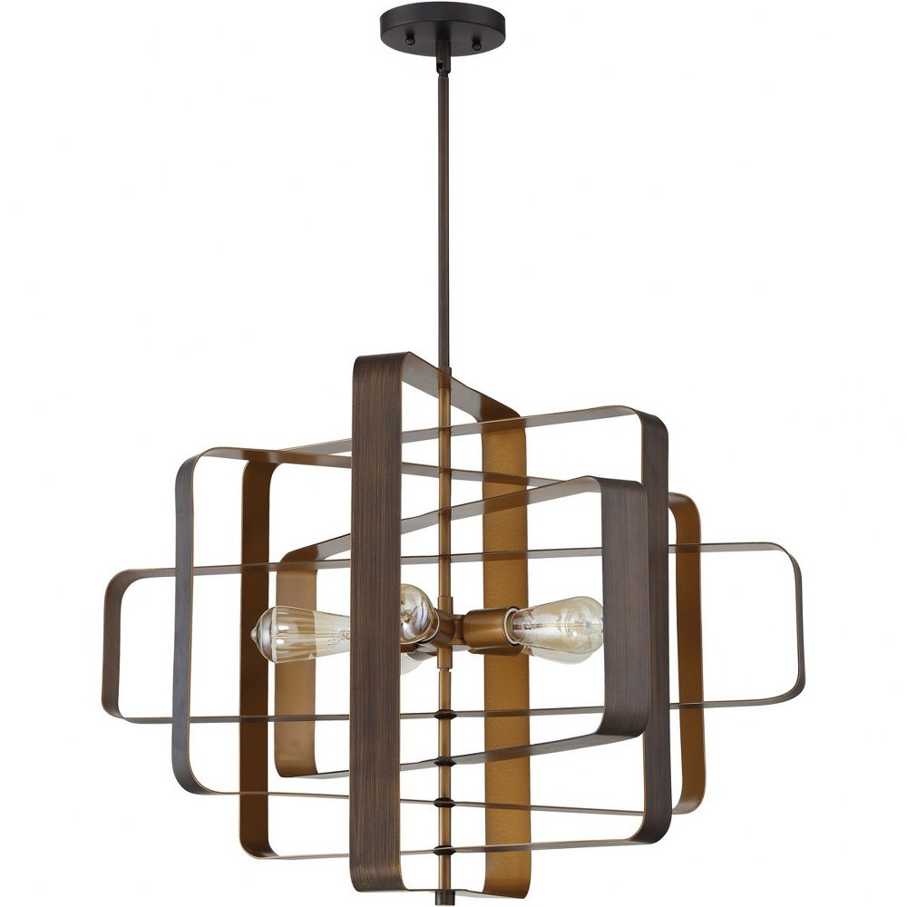 Craftmade Lighting-48595-ABZ-Linked - Five Light Pendant with Rod - 28 inches wide by 20.38 inches high   Aged Bronze Brushed Finish
