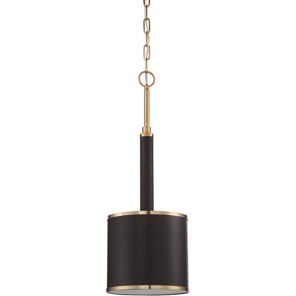 Craftmade Lighting-48891-SB-Quinn - One Light Mini Pendant - 9.13 inches wide by 25 inches high   Satin Brass Finish with Black Shade