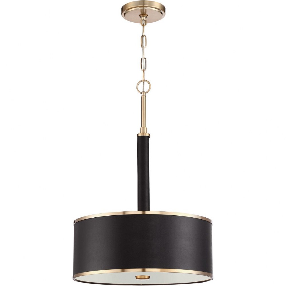 Craftmade Lighting-48893-SB-Quinn - Three Light Pendant - 18 inches wide by 20.13 inches high   Satin Brass Finish with Black Shade