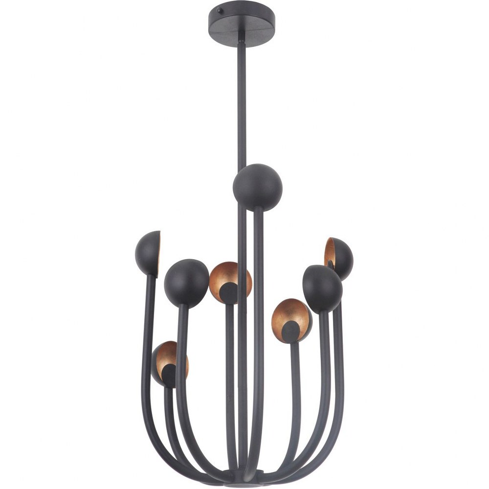 Craftmade Lighting-49228-MBKGL-LED-Foundry - 344W 8 LED Chandelier - 19 inches wide by 24.25 inches high   Matte Black/Gold Leaf Finish with Matte Black/Gold Leaf Glass with Metal Shade