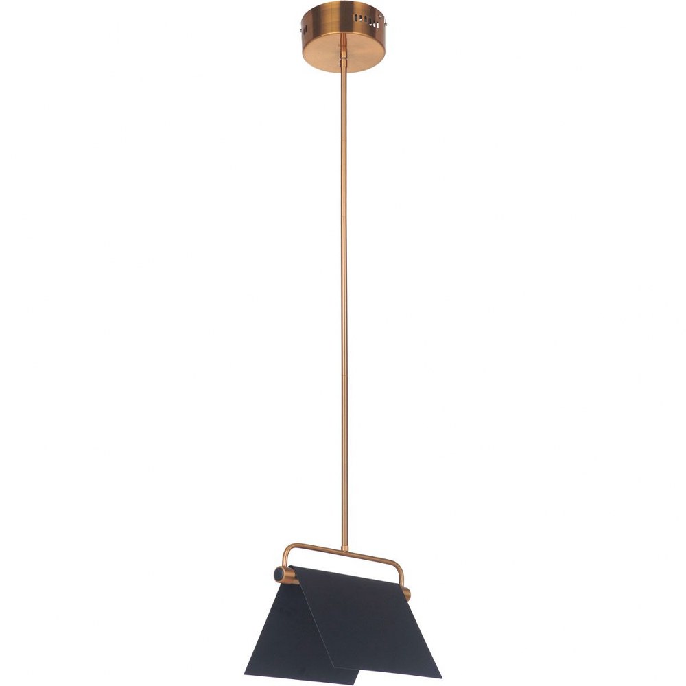 Craftmade Lighting-49590-GBKSB-LED-Tente - 14W 1 LED Mini Pendant - 8.13 inches wide by 6.75 inches high   Gloss Black/Satin Brass Finish with Gloss Black Glass with Metal Shade