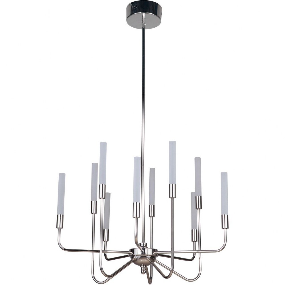 Craftmade Lighting-49610-PLN-LED-Valdi - 300W 10 LED 3-Tier Chandelier - 26.5 inches wide by 19.5 inches high   Polished Nickel Finish with White Opal Glass