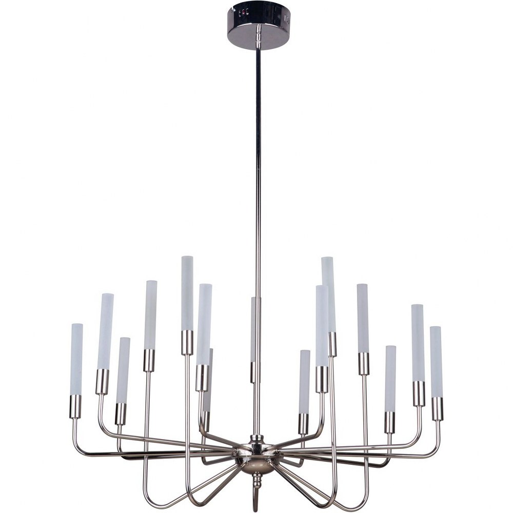 Craftmade Lighting-49615-PLN-LED-Valdi - 675W 15 LED 3-Tier Chandelier - 32.5 inches wide by 20.25 inches high   Polished Nickel Finish with White Opal Glass