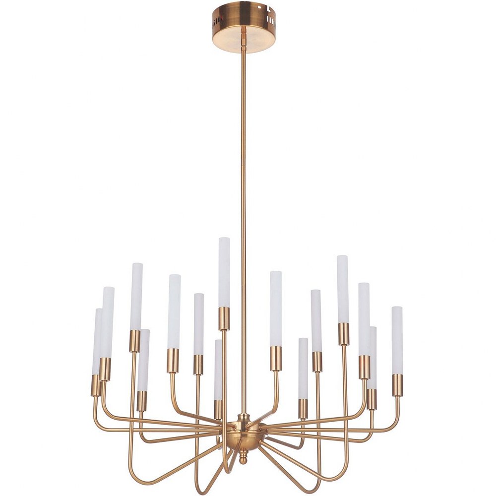Craftmade Lighting-49615-SB-LED-Valdi - 675W 15 LED 3-Tier Chandelier - 32.5 inches wide by 20.25 inches high   Satin Brass Finish with White Opal Glass