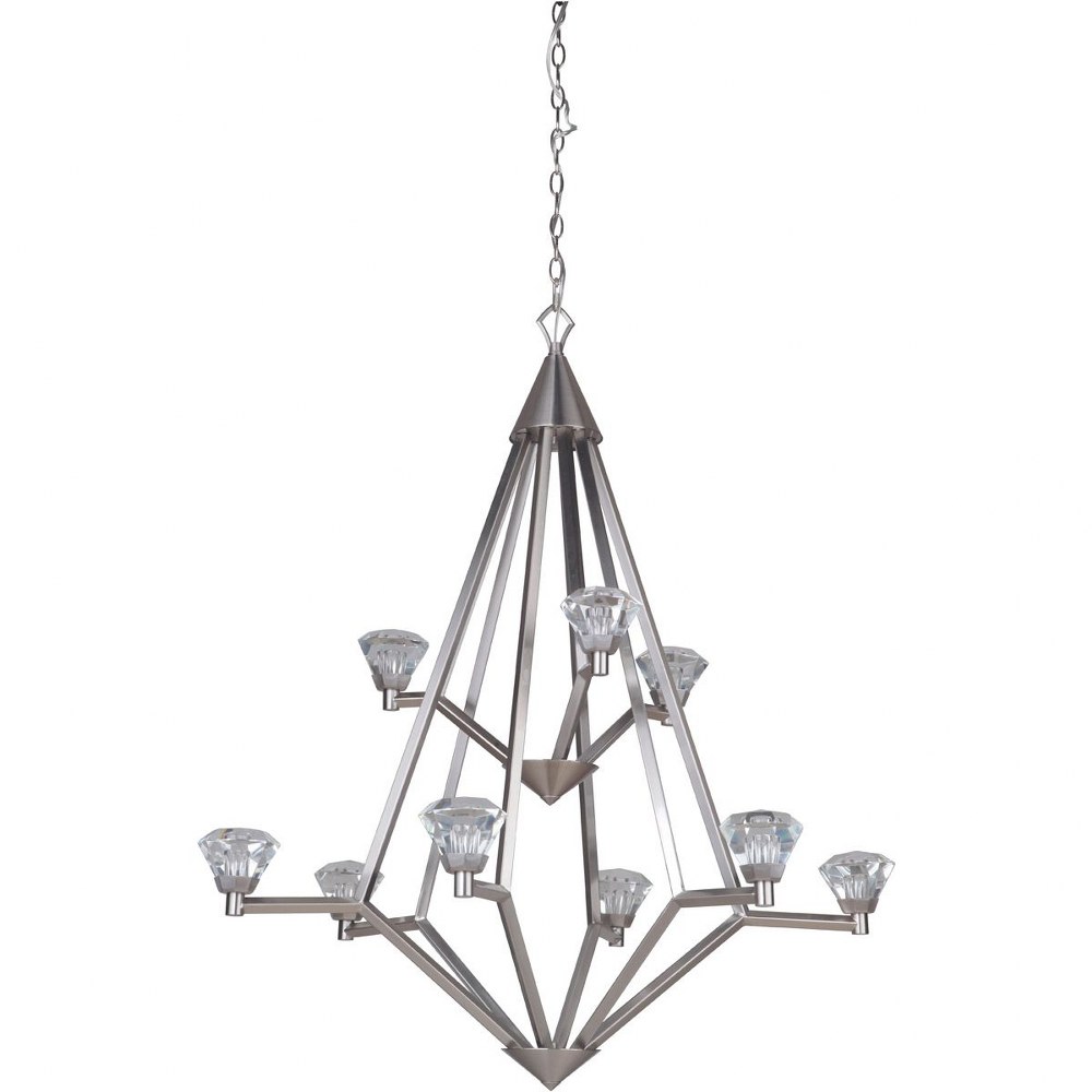 Craftmade Lighting-49729-BNK-LED-Radiante - 324W 9 LED 2-Tier Chandelier - 30.75 inches wide by 38.38 inches high   Brushed Polished Nickel Finish with K9 Clear Crystal