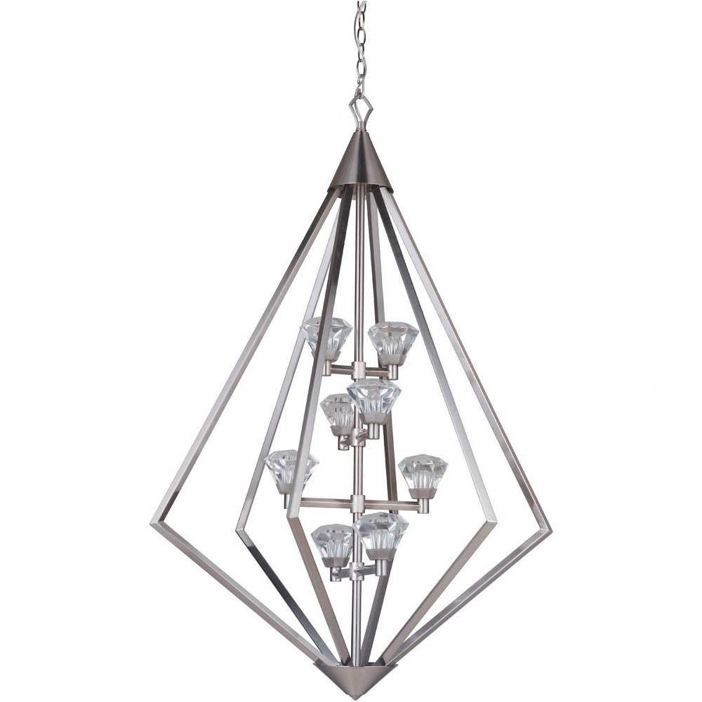Craftmade Lighting-49738-BNK-LED-Radiante - 256W 8 LED 4-Tier Foyer - 27 inches wide by 40 inches high   Brushed Polished Nickel Finish with K9 Clear Crystal