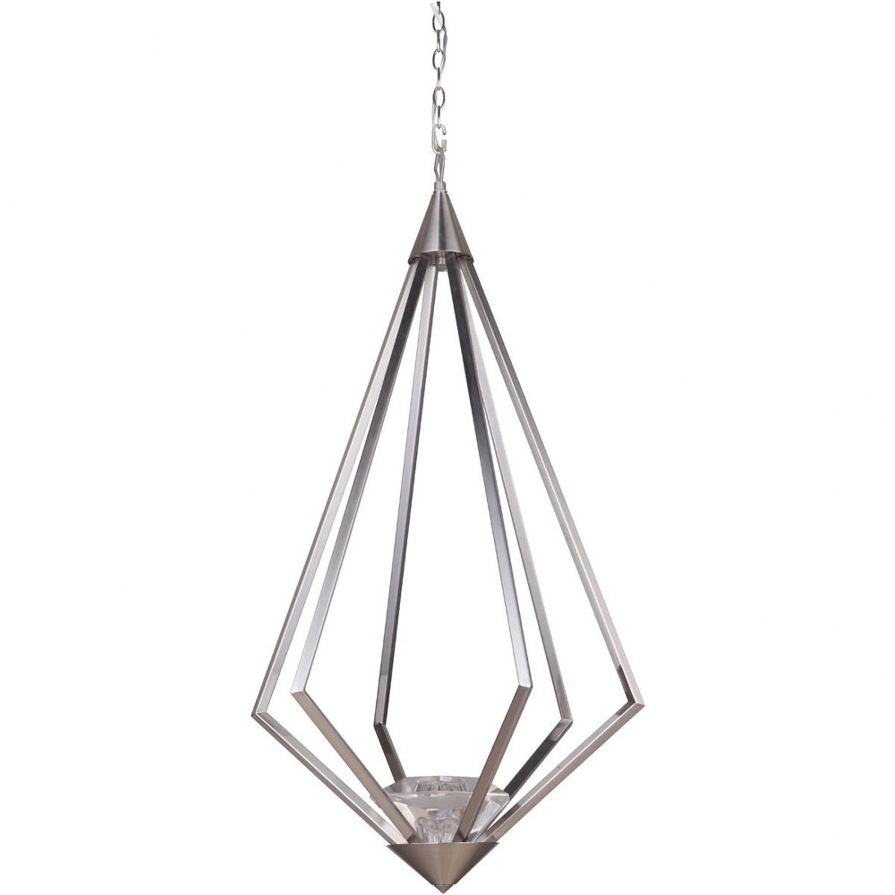 Craftmade Lighting-49791-BNK-LED-Radiante - 14W 1 LED Pendant - 20.13 inches wide by 39.25 inches high   Brushed Polished Nickel Finish with K9 Clear Crystal