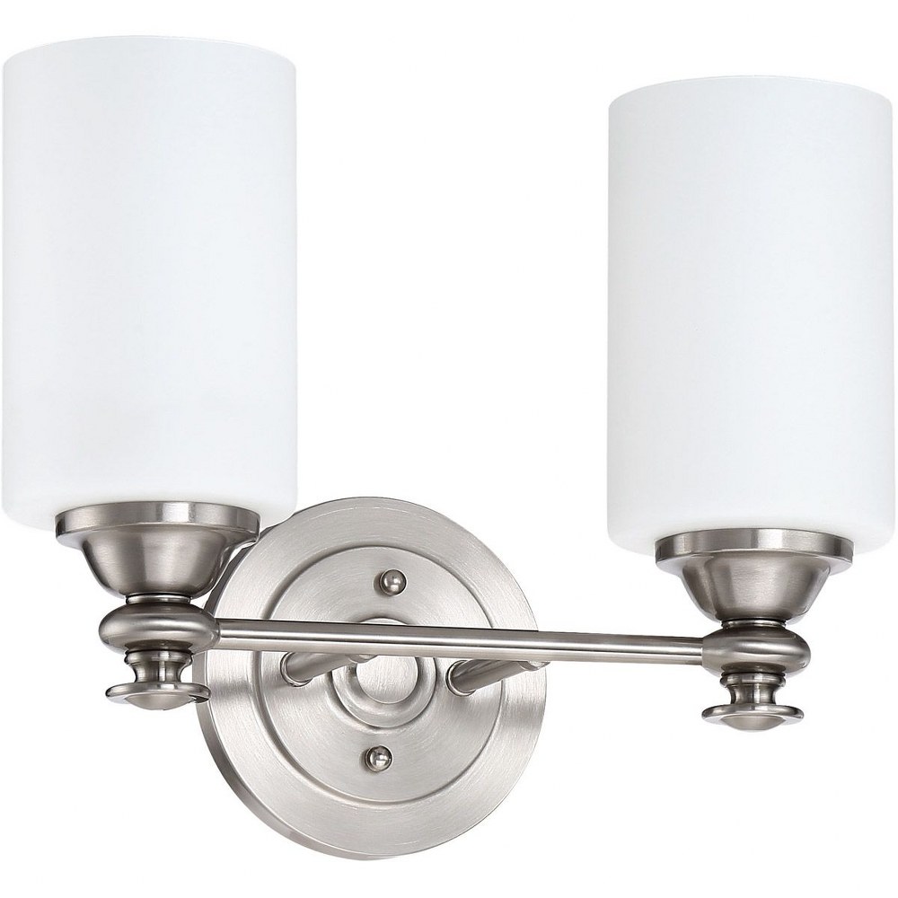 Craftmade Lighting-49802-BNK-Dardyn 2 Light Transitional Bath Vanity Approved for Damp Locations - 13.38 inches wide by 11.13 inches high   Brushed Polished Nickel Finish with White Frost Glass