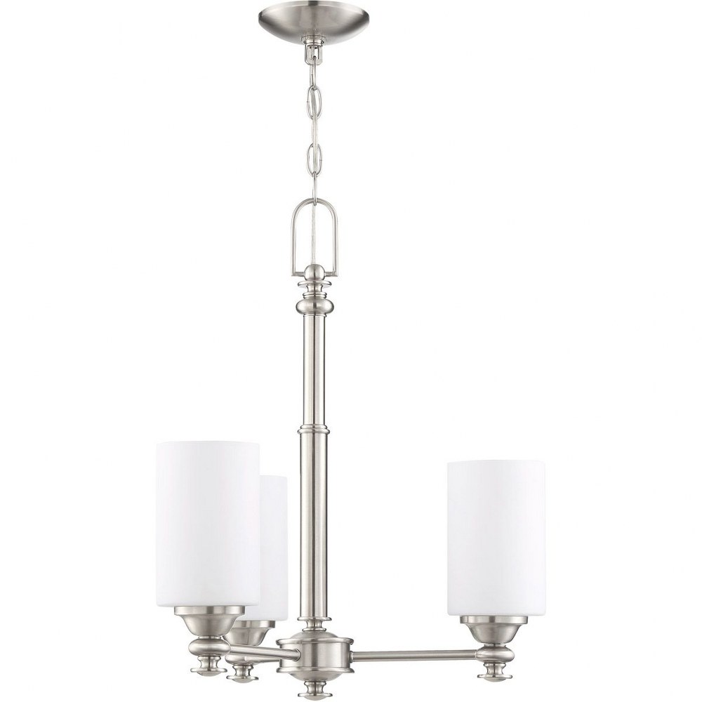 Craftmade Lighting-49823-BNK-Dardyn - Three Light Chandelier - 20.5 inches wide by 21.5 inches high   Brushed Polished Nickel Finish with White Frost Glass