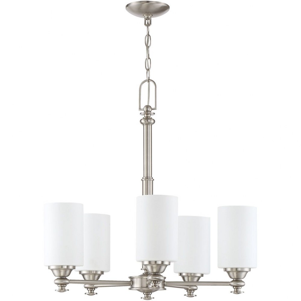 Craftmade Lighting-49825-BNK-Dardyn - Five Light Chandelier in Transitional Style - 25 inches wide by 25 inches high   Brushed Polished Nickel Finish with White Frost Glass