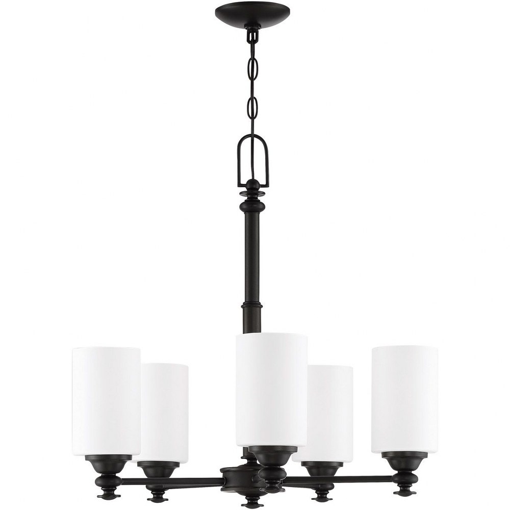 Craftmade Lighting-49825-ESP-Dardyn - Five Light Chandelier in Transitional Style - 25 inches wide by 25 inches high   Espresso Finish with White Frost Glass