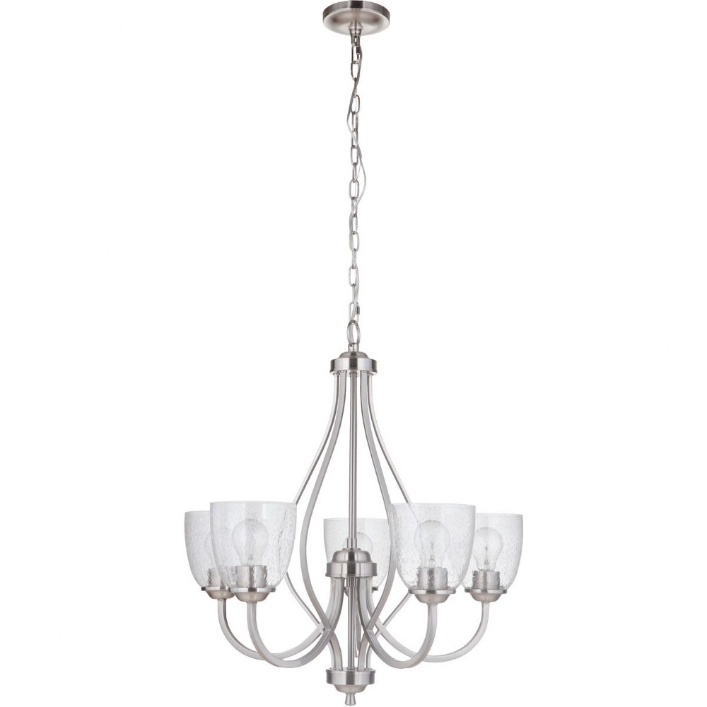 Craftmade Lighting-49925-BNK-Serene - Five Light Chandelier in Transitional Style - 25 inches wide by 26.5 inches high Brushed Polished Nickel White Frosted Espresso Finish