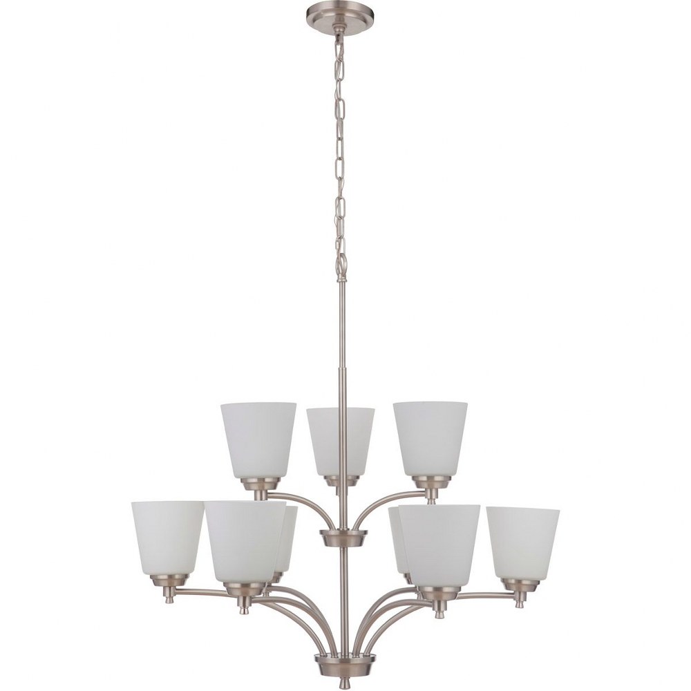 Craftmade Lighting-50229-BNK-WG-Tyler - Nine Light 2-Tier Chandelier in Transitional Style - 31.5 inches wide by 34 inches high   Tyler - Nine Light 2-Tier Chandelier in Transitional Style - 31.5 inch