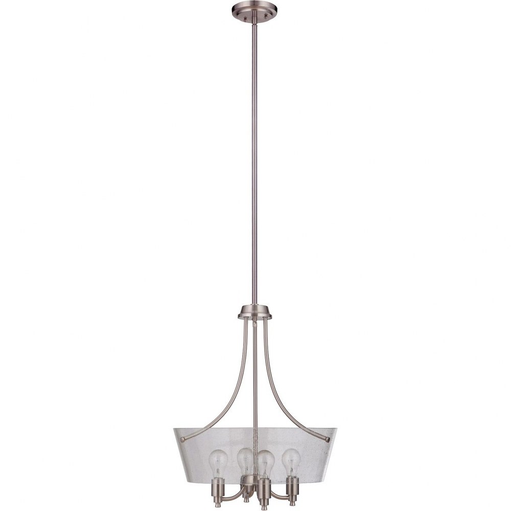 Craftmade Lighting-50234-BNK-Tyler - Four Light Foyer in Transitional Style - 18.75 inches wide by 25.25 inches high Brushed Polished Nickel Clear Seeded Flat Black Finish