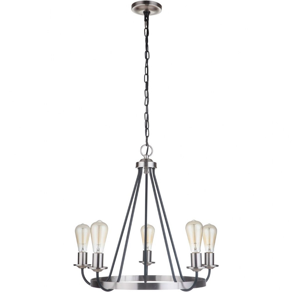 Craftmade Lighting-50325-FBSB-Randolph - 5 Light Chandelier In Transitional/Modern and Contemporary Style-24 Inches Tall and 25 Inches Wide Flat Black/Satin Brass  Flat Black/Satin Brass Finish