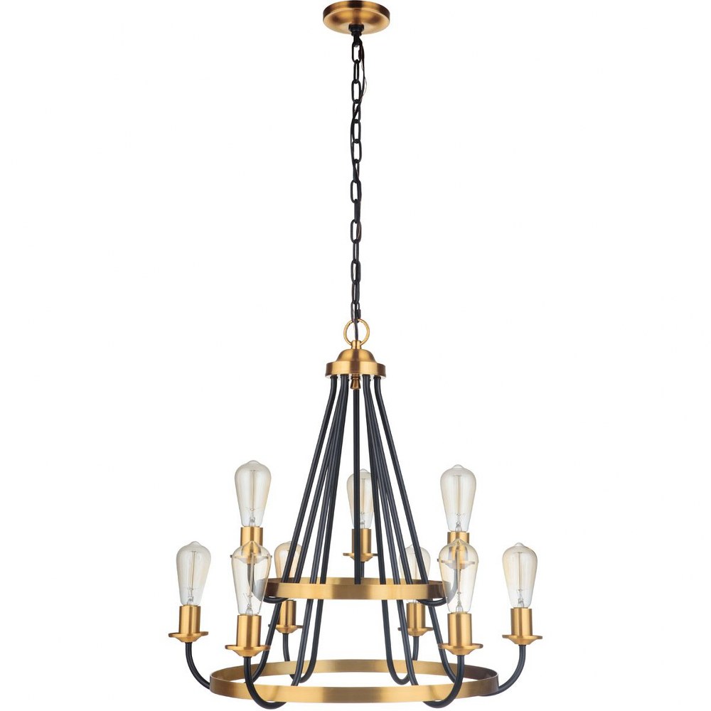 Craftmade Lighting-50329-FBSB-Randolph - 9 Light Chandelier In Transitional/Modern and Contemporary Style-27 Inches Tall and 26 Inches Wide Flat Black/Satin Brass  Flat Black/Satin Brass Finish