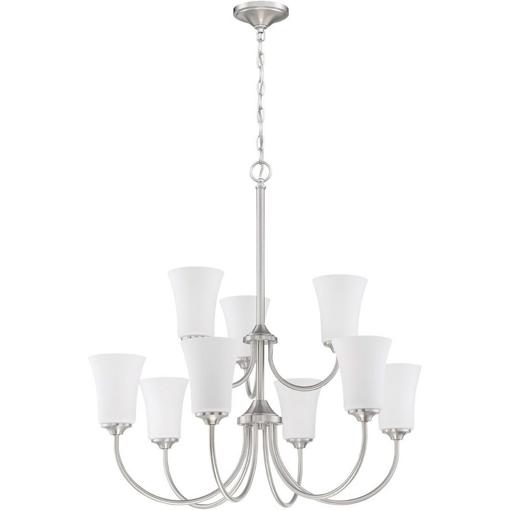 Craftmade Lighting-50429-BNK-WG-Gwyneth - Nine Light 2-Tier Chandelier in Traditional Style - 32 inches wide by 32 inches high   Gwyneth - Nine Light 2-Tier Chandelier in Traditional Style - 32 inches