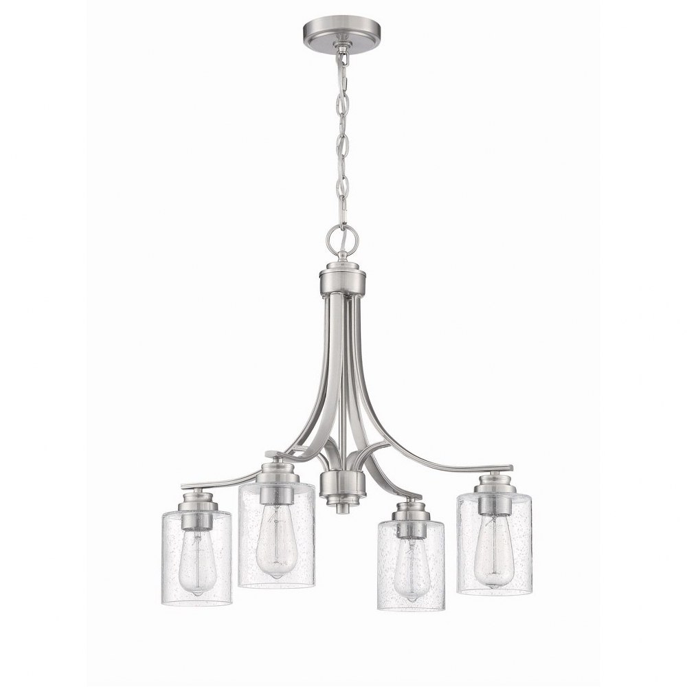 Craftmade Lighting-50524-BNK-Bolden - Four Light Chandelier in Transitional Style - 23 inches wide by 22 inches high Brushed Polished Nickel Clear Seeded Brushed Polished Nickel Finish