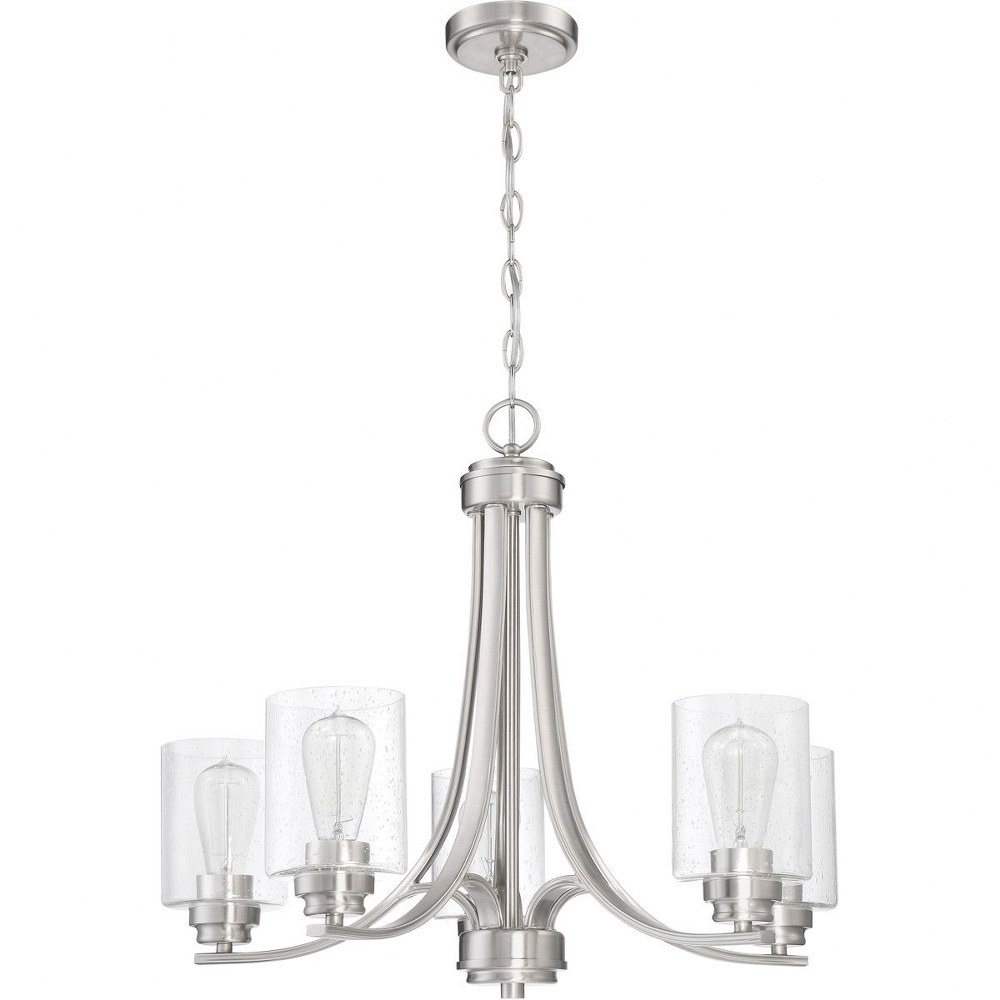 Craftmade Lighting-50525-BNK-Bolden - Five Light Chandelier in Transitional Style - 24 inches wide by 20.5 inches high Brushed Polished Nickel Clear Seeded Flat Black Finish