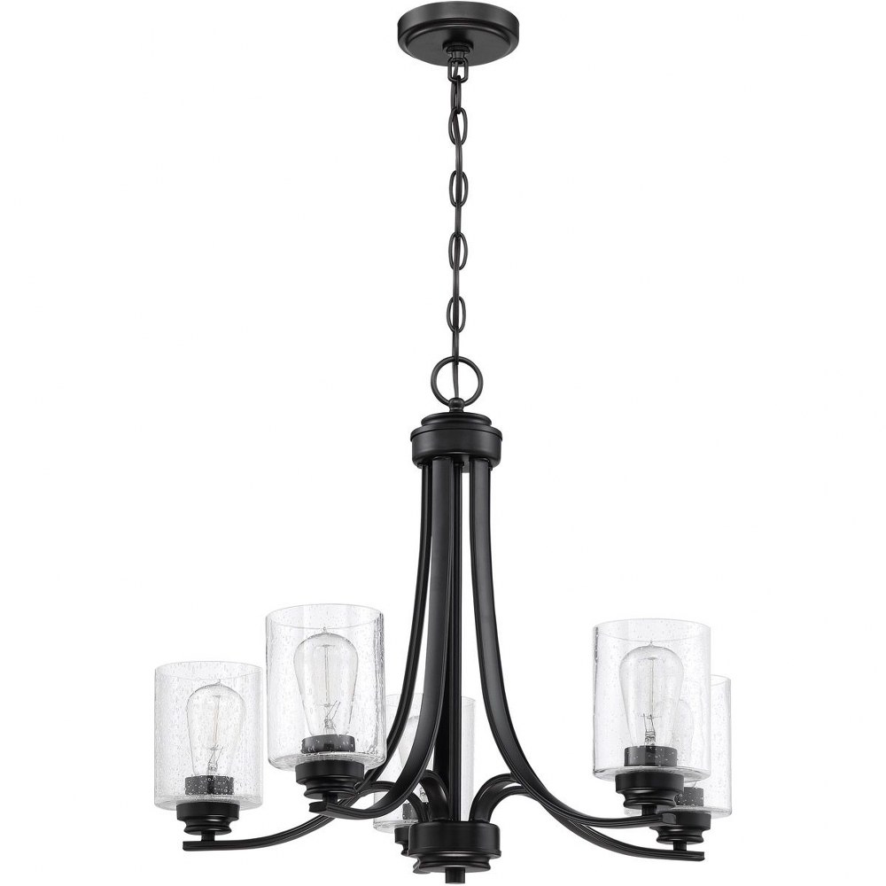 Craftmade Lighting-50525-FB-Bolden - Five Light Chandelier in Transitional Style - 24 inches wide by 20.5 inches high Flat Black Alabaster Swirl Flat Black Finish