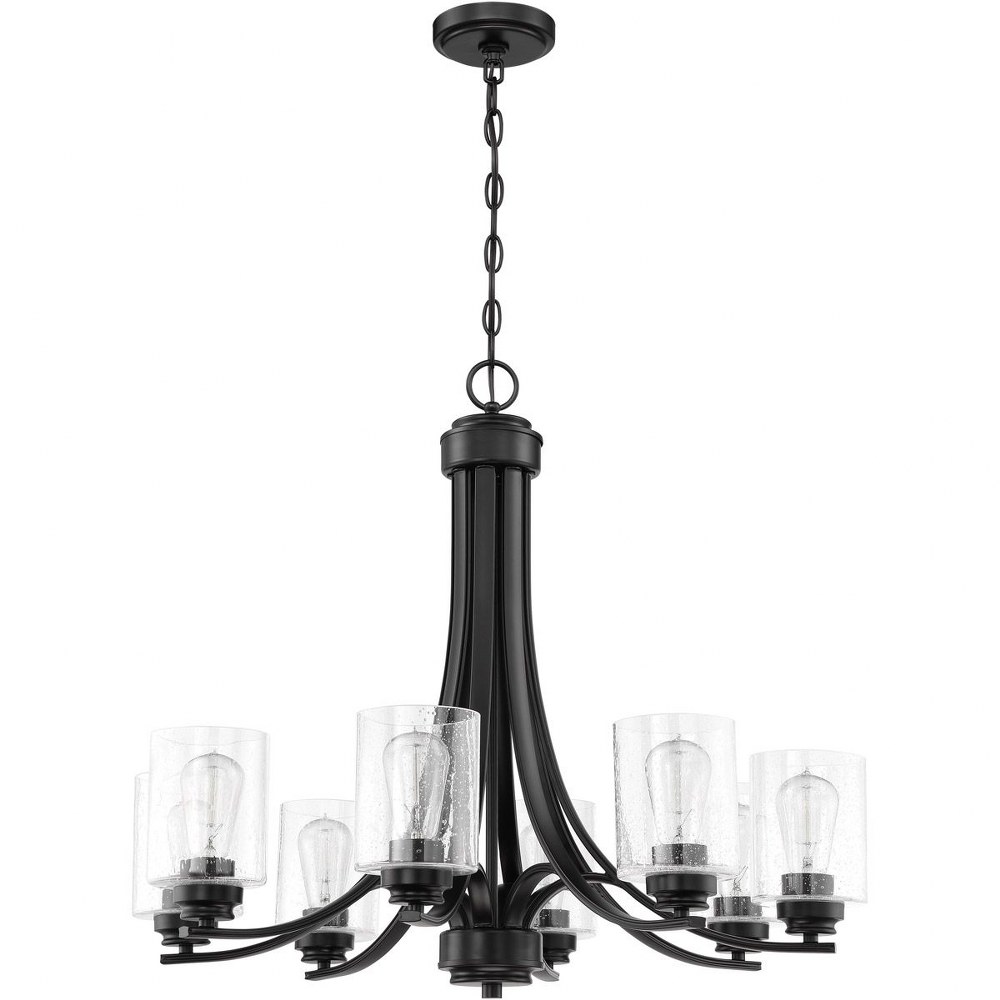 Craftmade Lighting-50528-FB-Bolden - Eight Light Chandelier in Transitional Style - 28.5 inches wide by 24.5 inches high Flat Black Alabaster Swirl Flat Black Finish