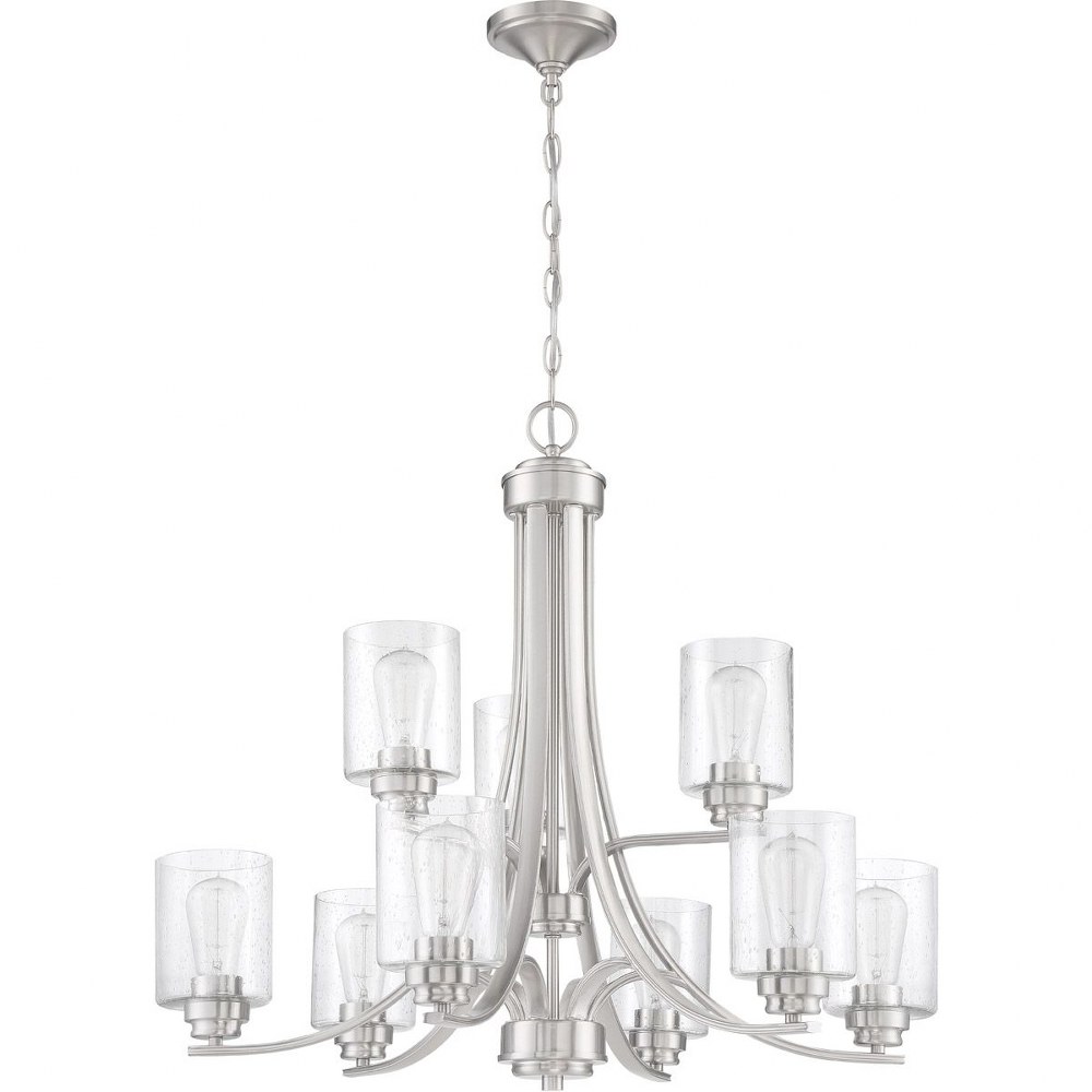 Craftmade Lighting-50529-BNK-Bolden - Nine Light 2-Tier Chandelier in Transitional Style - 29 inches wide by 26.5 inches high Brushed Polished Nickel Clear Flat Black Finish