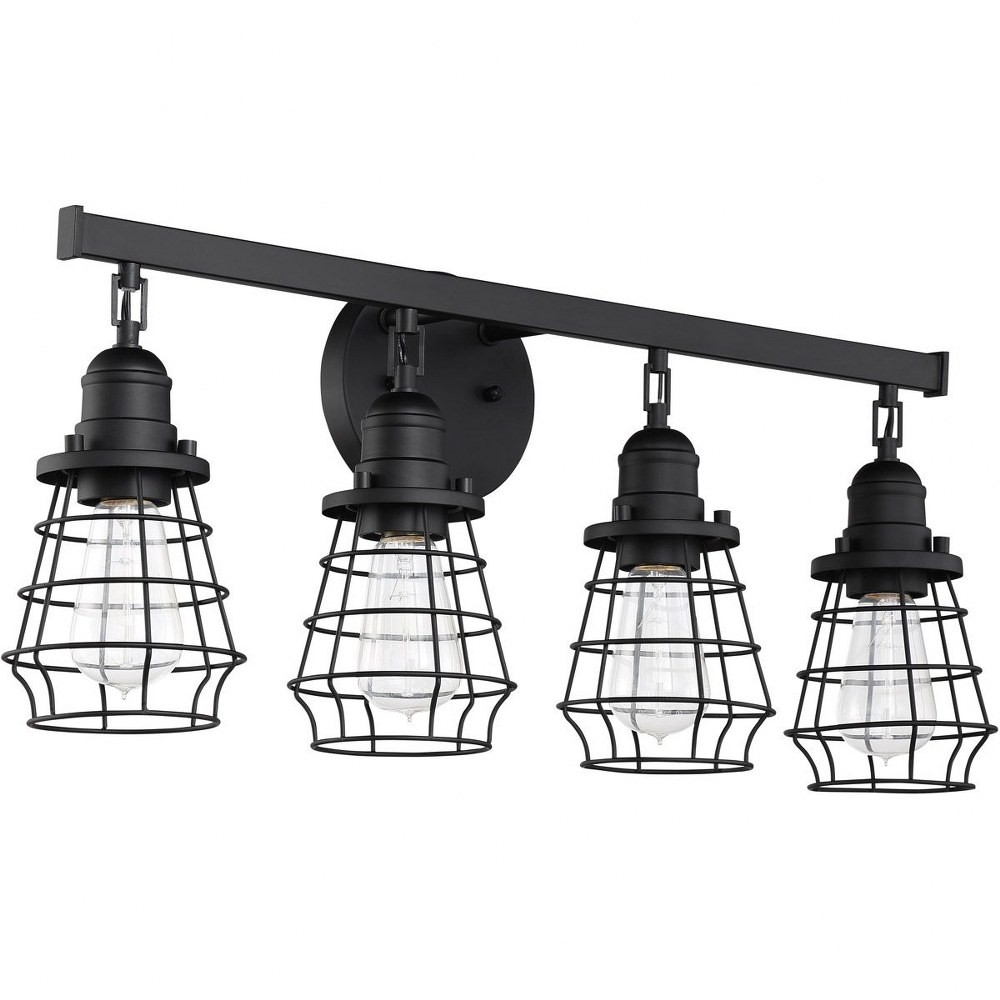 Craftmade Lighting-50604-FBSB-Thatcher - 4 Light Cage Bath Vanity In Transitional/Modern and Contemporary Style-11 Inches Tall and 26 Inches Wide Flat Black/Satin Brass  Flat Black Finish