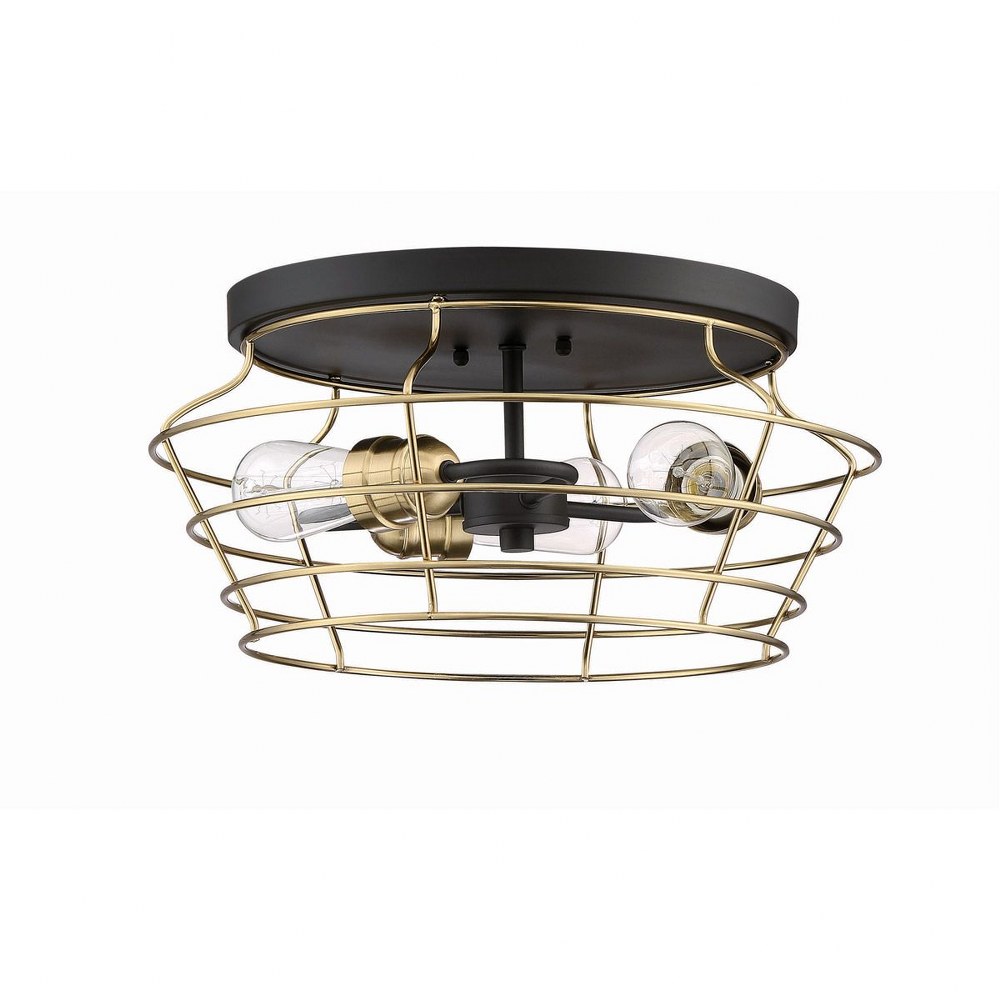 Craftmade Lighting-50683-FB-Thatcher - 3 Light Cage Flush Mount In Transitional/Modern and Contemporary Style-8 Inches Tall and 16.5 Inches Wide Flat Black  Flat Black Finish