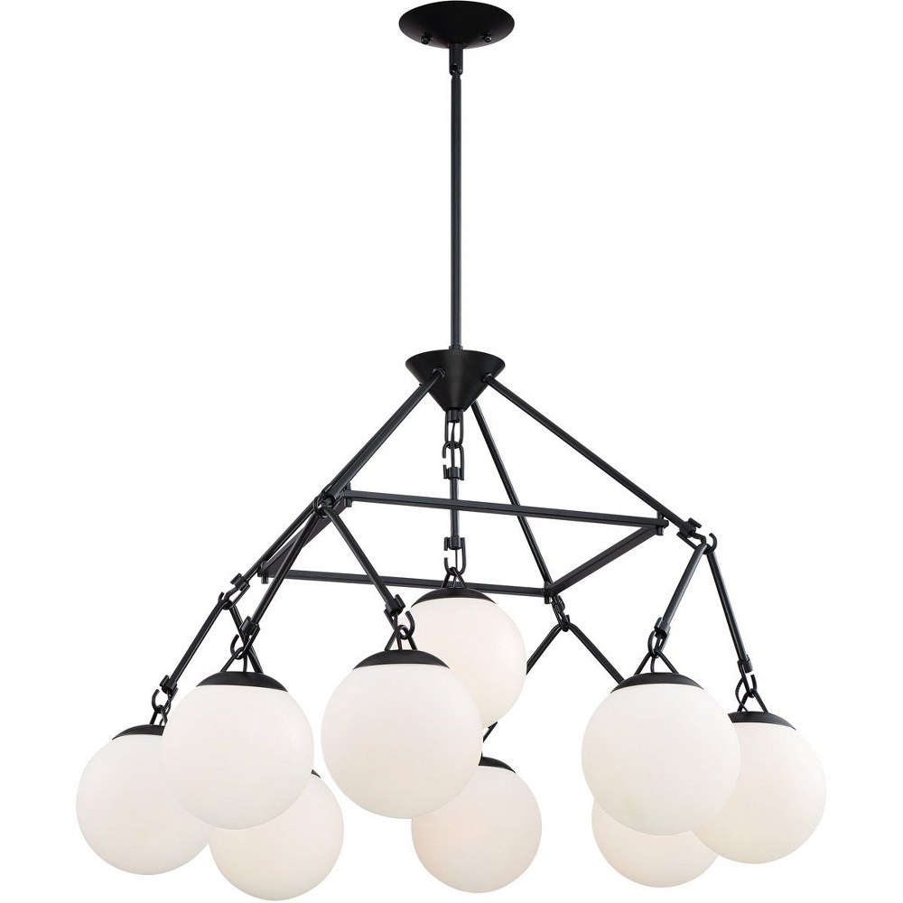 Craftmade Lighting-50729-FB-Orion - Nine Light Chandelier - 30 inches wide by 22 inches high   Flat Black Finish with White Frosted Glass