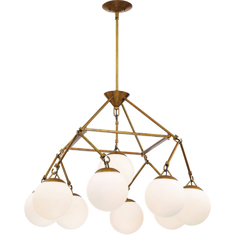 Craftmade Lighting-50729-PAB-Orion - Nine Light Chandelier - 30 inches wide by 22 inches high   Patina Aged Brass Finish with White Frosted Glass