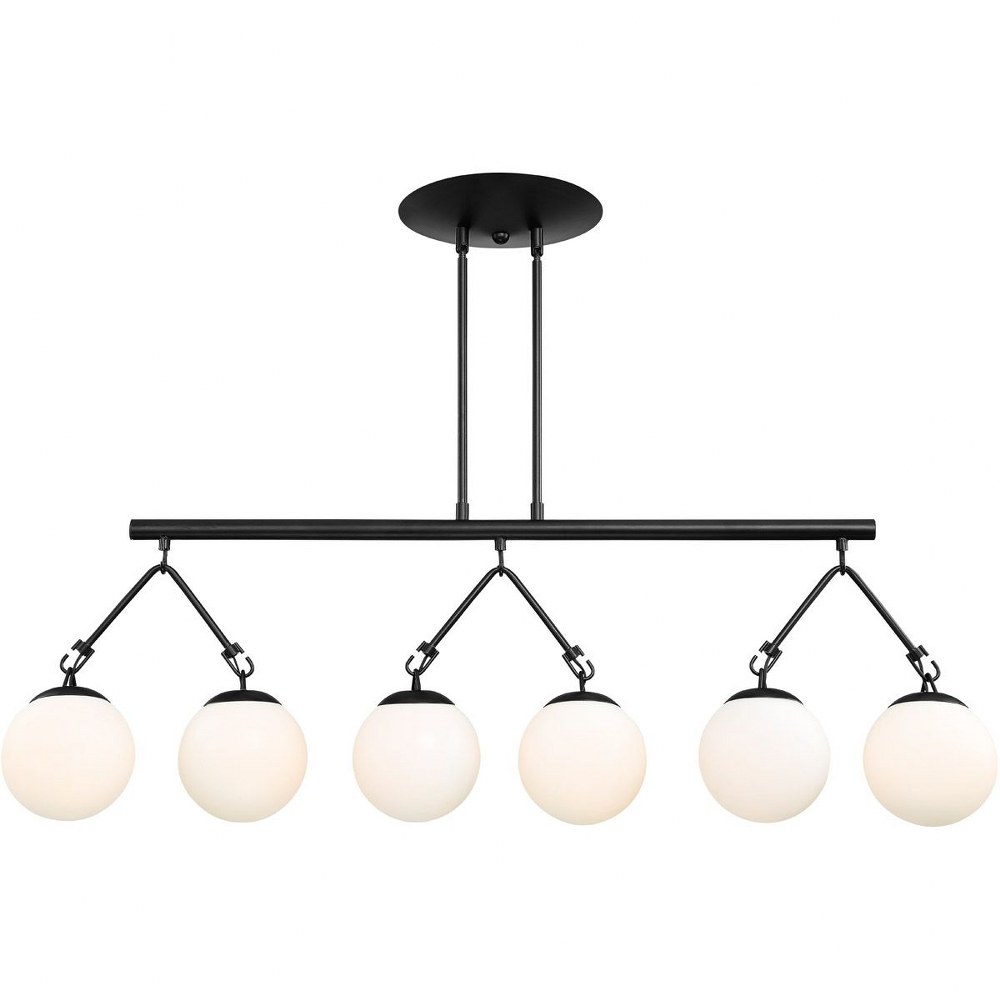 Craftmade Lighting-50776-FB-Orion - Six Light Island - 9.88 inches wide by 15 inches high   Flat Black Finish with White Frosted Glass