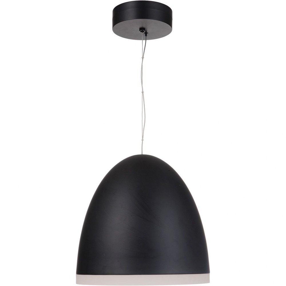 Craftmade Lighting-51190-FB-HUE-Studio - 43W 1 LED Dome Pendant - 15.7 inches wide by 15.39 inches high   Flat Black Finish with Flat Black Glass with Metal Shade