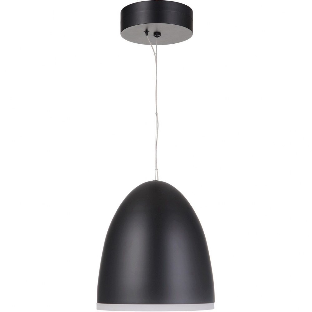 Craftmade Lighting-51191-FB-HUE-Studio - 30W 1 LED Dome Pendant - 11.8 inches wide by 13.03 inches high   Flat Black Finish with Flat Black Glass with Metal Shade