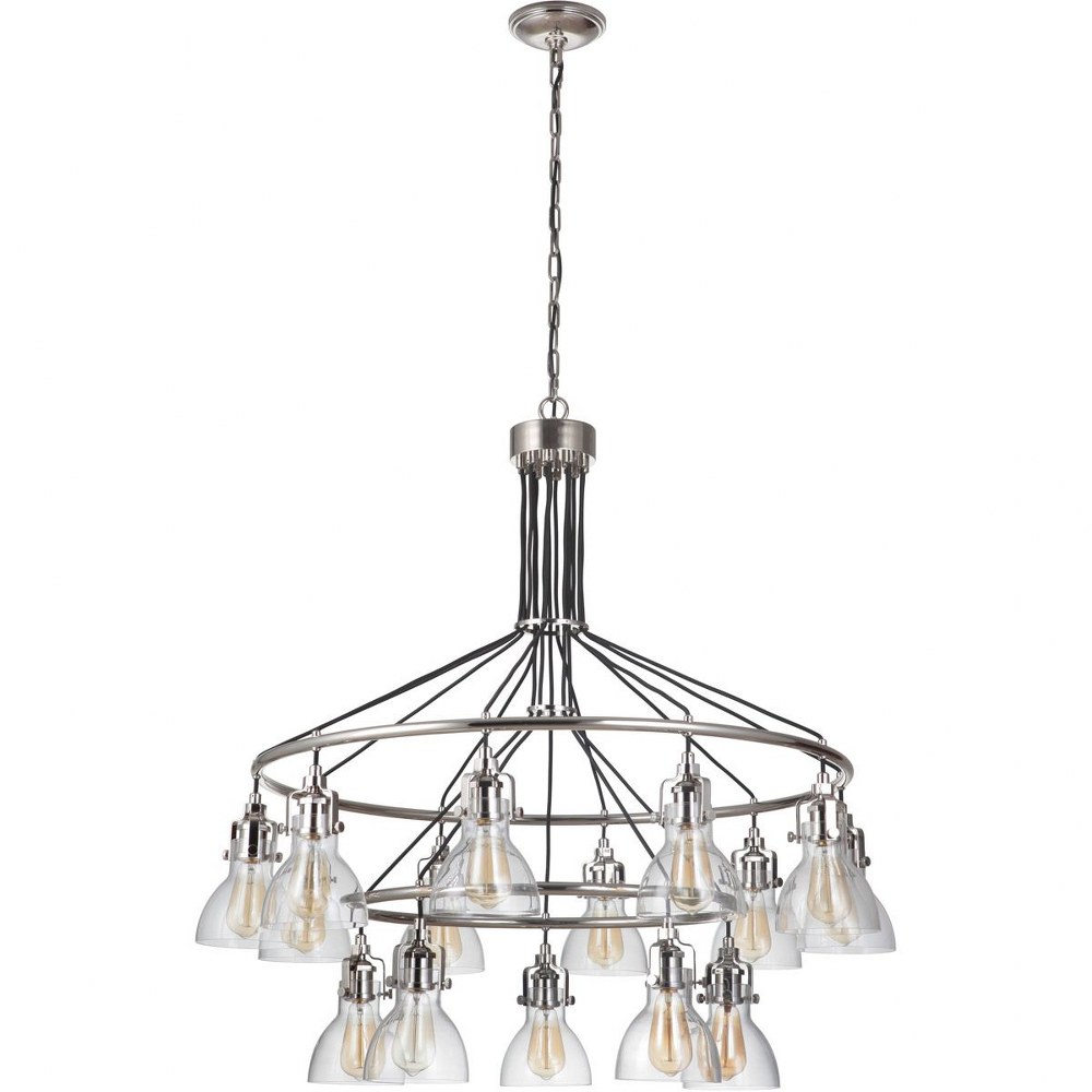 Craftmade Lighting-51215-PLN-State House - Fifteen Light 2-Tier Chandelier - 42.13 inches wide by 42.24 inches high   Polished Nickel Finish with Clear Glass