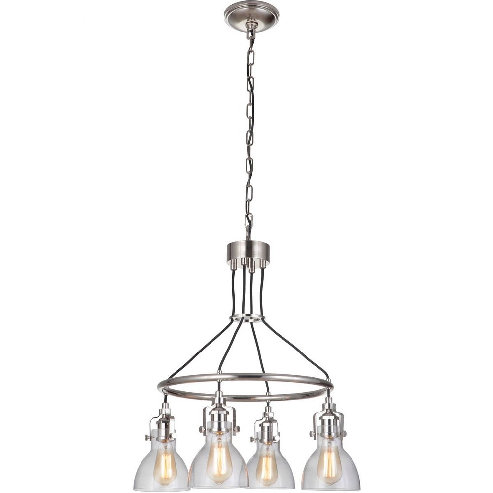 Craftmade Lighting-51224-PLN-State House - Four Light Chandelier - 23.7 inches wide by 27.28 inches high   Polished Nickel Finish with Clear Glass