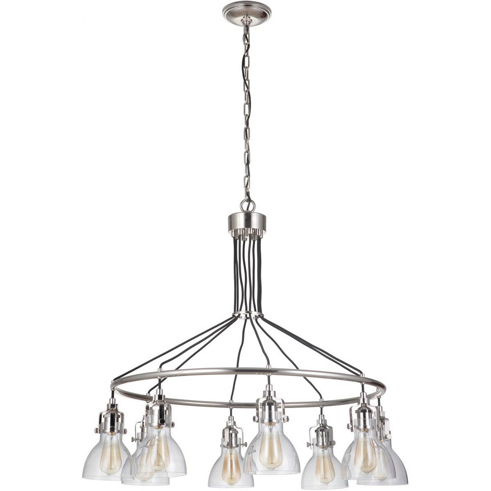 Craftmade Lighting-51228-PLN-State House - Eight Light Chandelier - 37.44 inches wide by 34.84 inches high   Polished Nickel Finish with Clear Glass