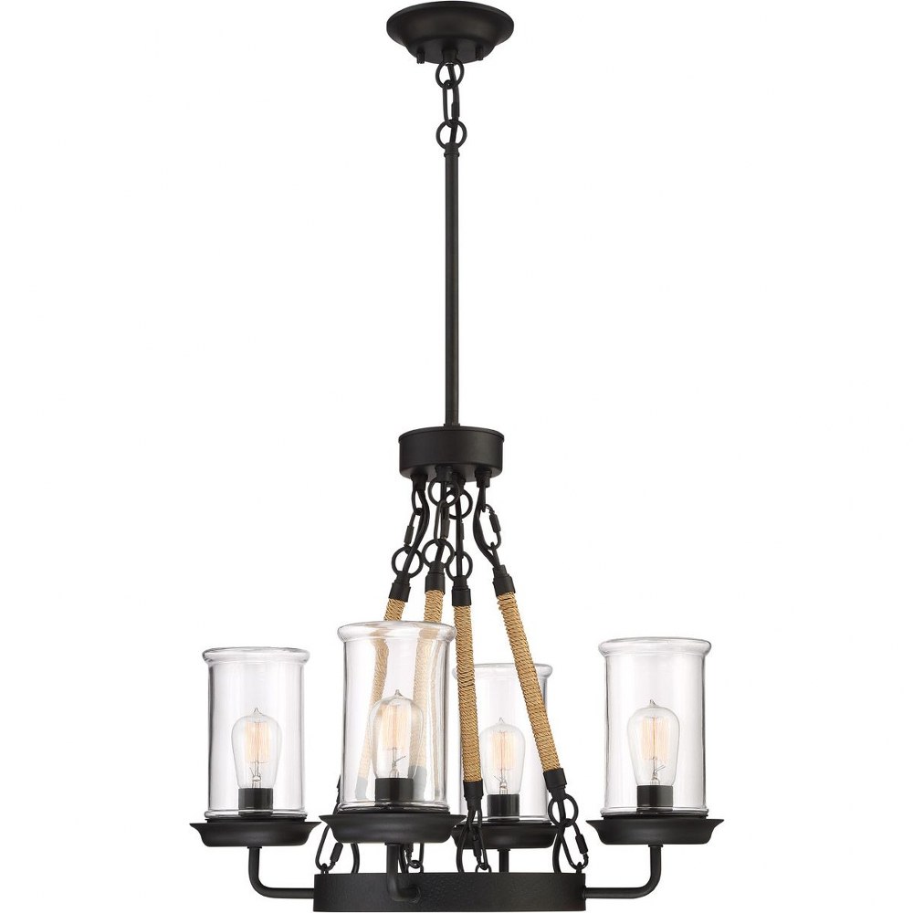 Craftmade Lighting-52024-ESP-Homestead - Four Light Outdoor Chandelier in Transitional Style - 24 inches wide by 22.5 inches high   Espresso Finish with Clear Glass