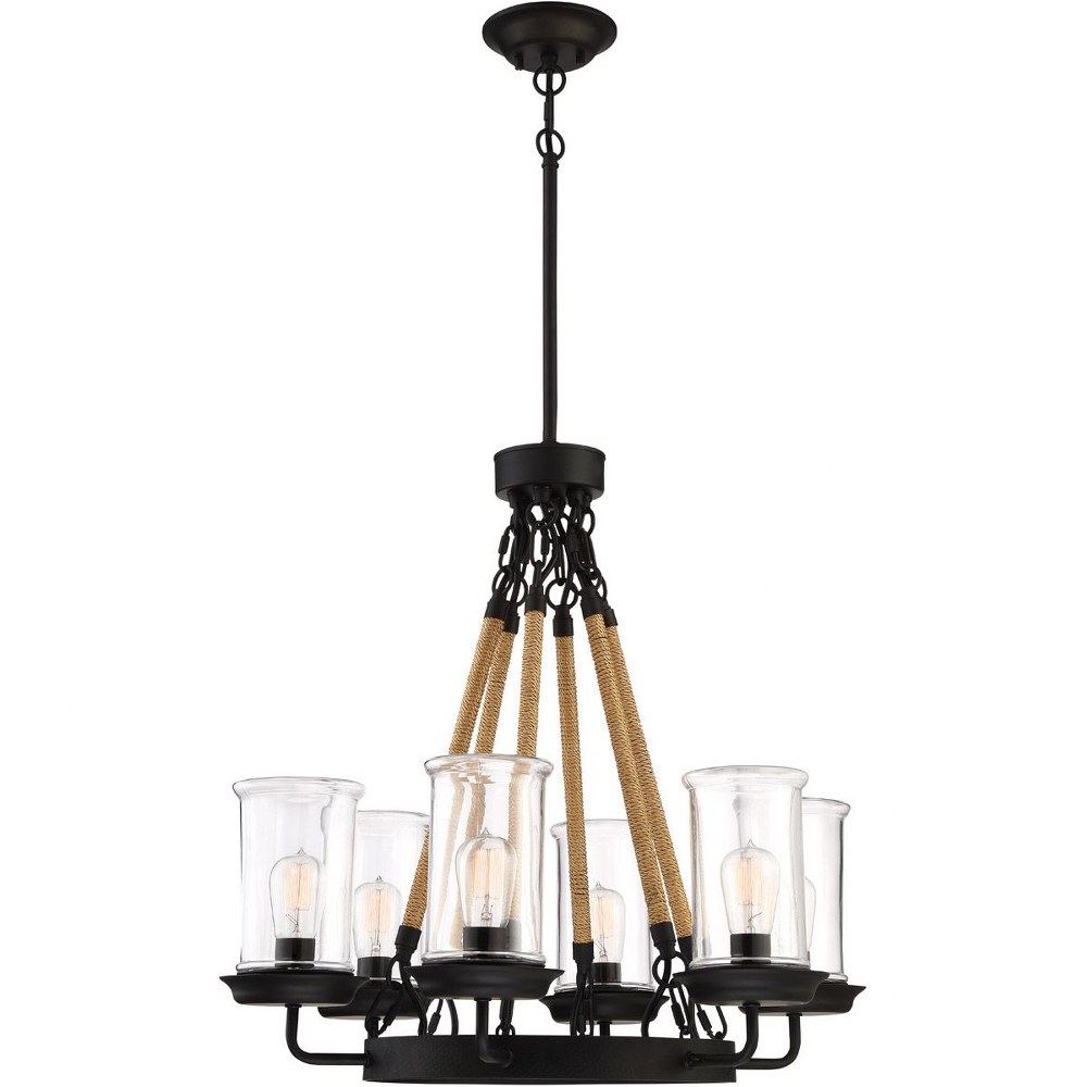 Craftmade Lighting-52026-ESP-Homestead - Six Light Outdoor Chandelier in Transitional Style - 27 inches wide by 27.5 inches high   Espresso Finish with Clear Glass