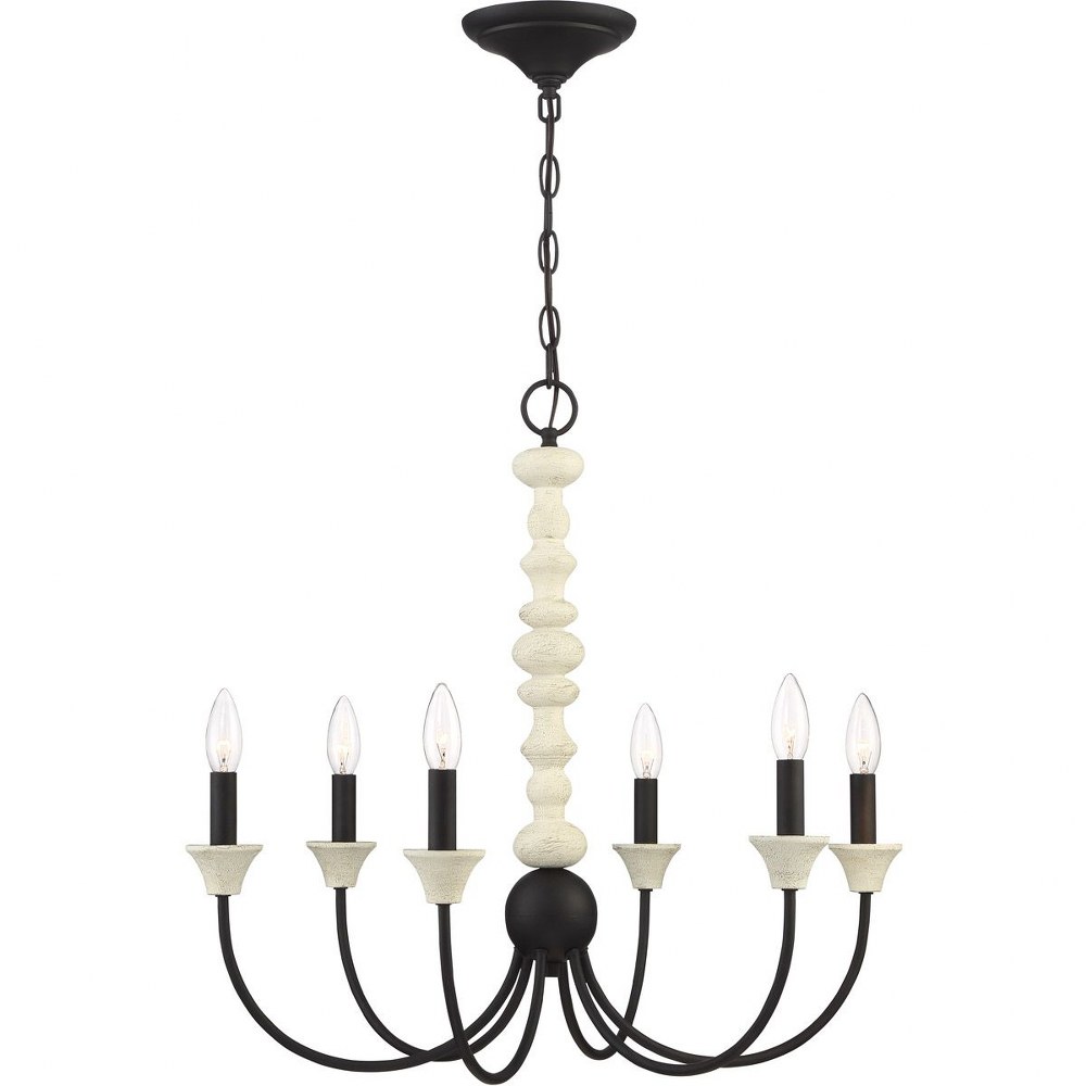 Craftmade Lighting-52626-CWESP-Meadow Place - Six Light Chandelier - 24 inches wide by 23.25 inches high   Cottage White/Espresso Finish