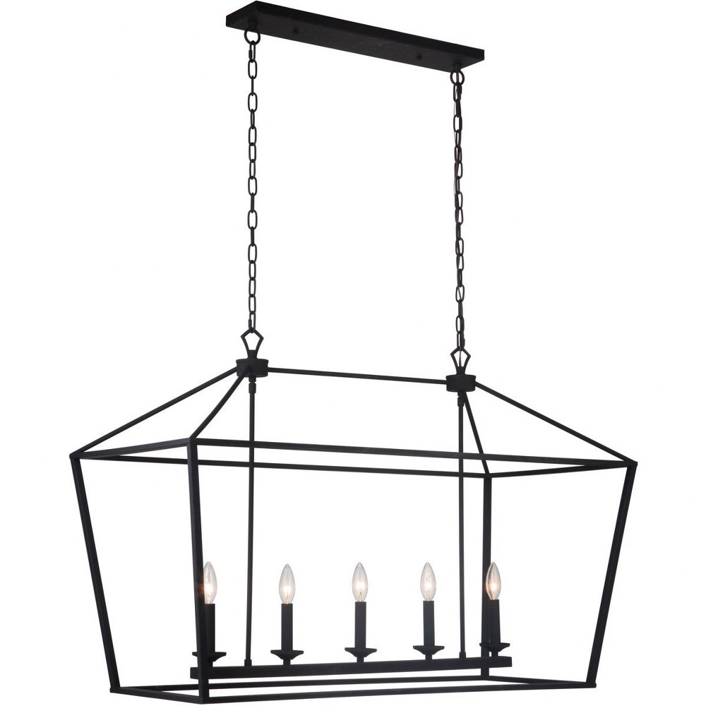 Craftmade Lighting-52975-FB-Flynt - Five Light Island in Transitional Style - 19 inches wide by 26.75 inches high   Flat Black Finish