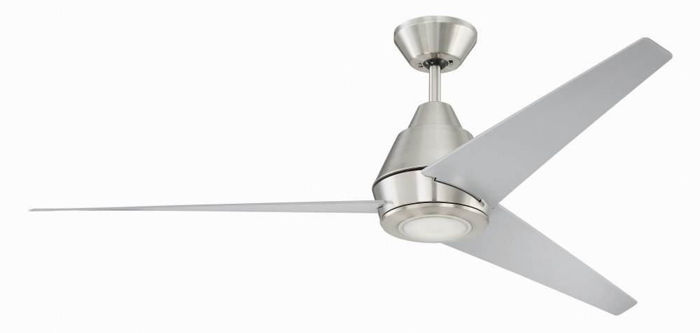 Craftmade Lighting-ACA56BNK3-Acadian - 56 Inch Ceiling Fan with Light Kit Wall Mounted Control  Brushed Polished Nickel Finish with Brushed Nickel Blade Finish with White Frost Glass