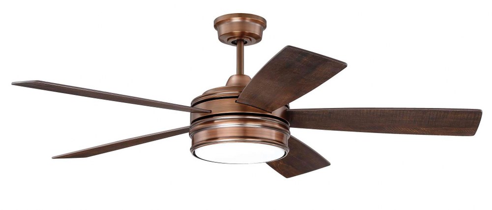 Craftmade Lighting-BRX52BCP5-Braxton - Ceiling Fan with Light Kit in Transitional Style - 52 inches wide by 15.07 inches high   Brushed Copper Finish with Dark Cedar/Chestnut Blade Finish with White F