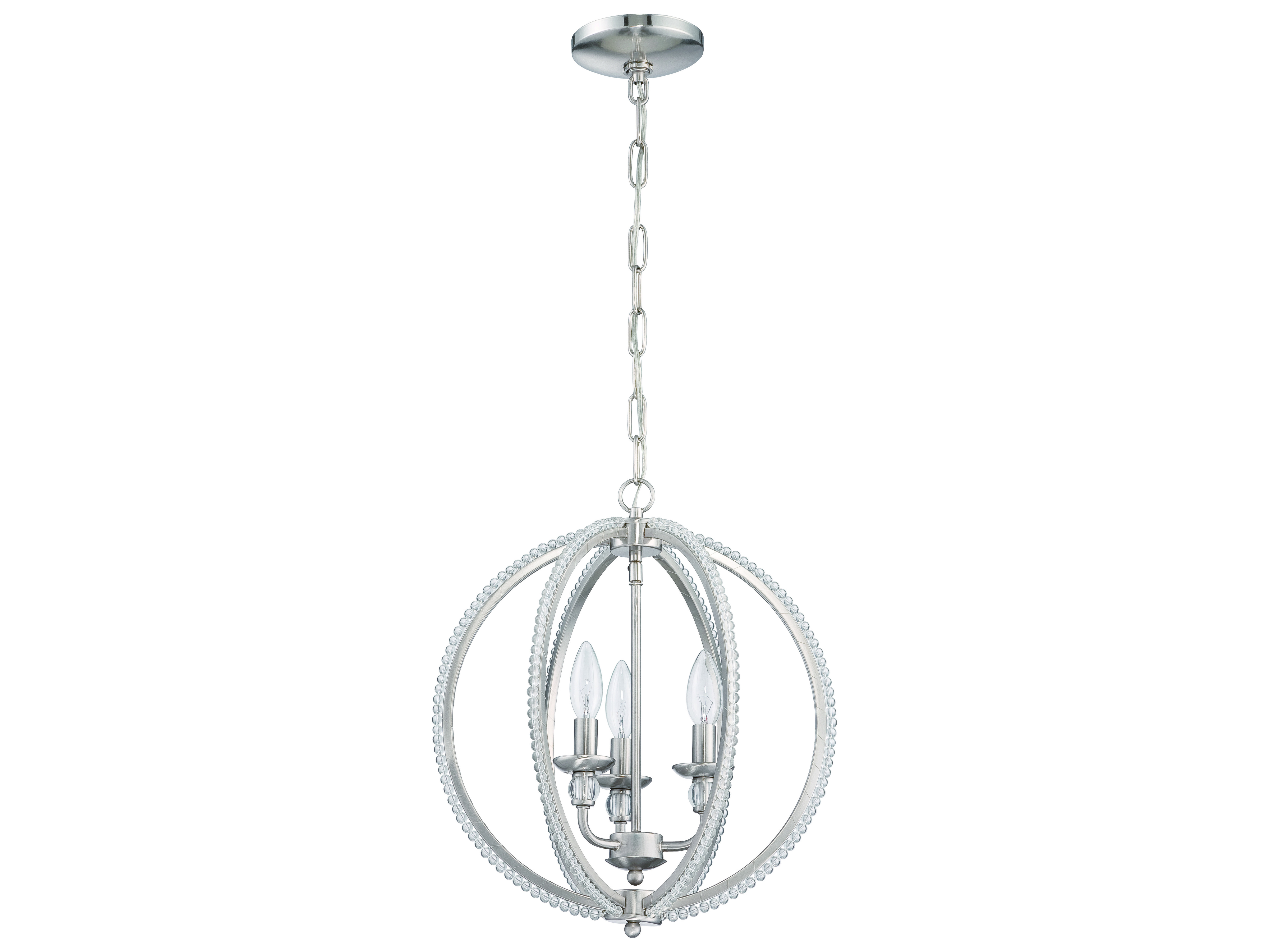 Craftmade Lighting-1043C-ATL-Three Light Mini Chandelier - 15 inches wide by 17.13 inches high Antique Linen Brushed Nickel Finish with Clear Crystal