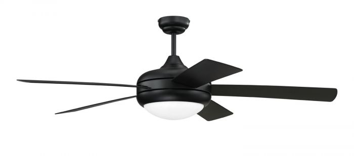 Craftmade Lighting-CRO52FB5-Cronus - 52 Inch 5 Blade Ceiling Fan with Light Kit and Handheld Control   Flat Black Finish with Flat Black Blade Finish with Matte Opal Glass