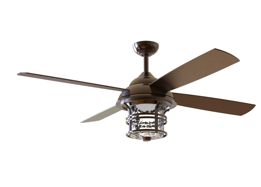 Craftmade Lighting-CYD56OB4-Courtyard - Ceiling Fan with Light Kit in Outdoor Style - 56 inches wide by 21.8 inches high   Oiled Bronze Finish with Oiled Bronze Blade Finish with Clear Hammered Glass