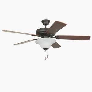 Craftmade Lighting-DCF52FBZ5C1-Decorators Choice - 52 Inch Dual Mount Ceiling Fan   French Bronze Finish with Dark Oak/Mahogany Blade Finish with Alabaster Glass