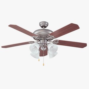 Craftmade Lighting-MAN52AN5C4-Manor - Dual Mount Ceiling Fan in Traditional Style - 52 inches wide by 19.5 inches high   Antique Nickel Finish with Ash/Mahogany Blade Finish with Alabaster Glass