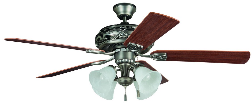 Craftmade Lighting-GD52AN5C-Grandeur - 52 Inch Ceiling Fan With Light Kit   Antique Nickel Finish with Ash/Mahogany Blade Finish with Alabaster Glass