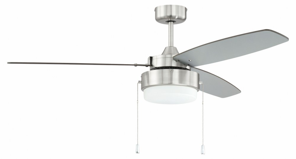 Craftmade Lighting-INT52BNK3-Intrepid - 52 Inch Ceiling Fan with Light Kit   Brushed Polished Nickel Finish with Silver/Walnut Blade Finish with White Opal Glass